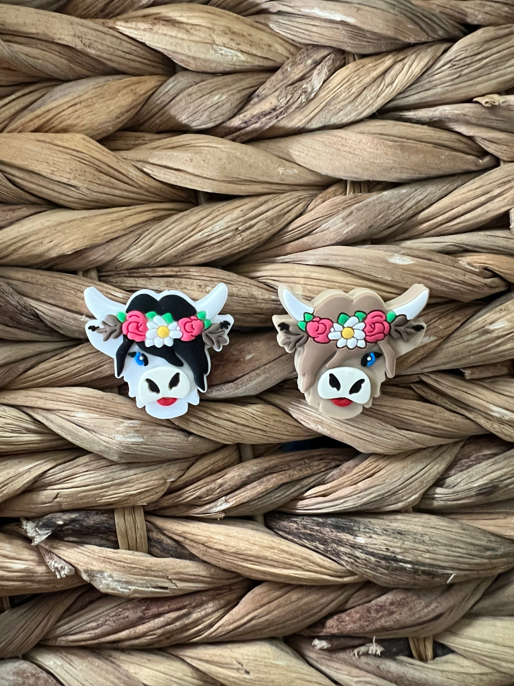 Cow head with flowers