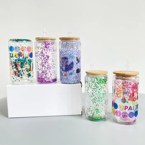 12 oz glass snow globe tumbler