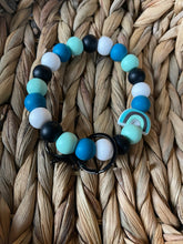 Load image into Gallery viewer, Teal rainbow wristlet
