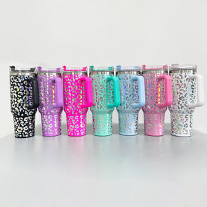 **PRE ORDER** Holographic Leopard print 40 oz tumbler